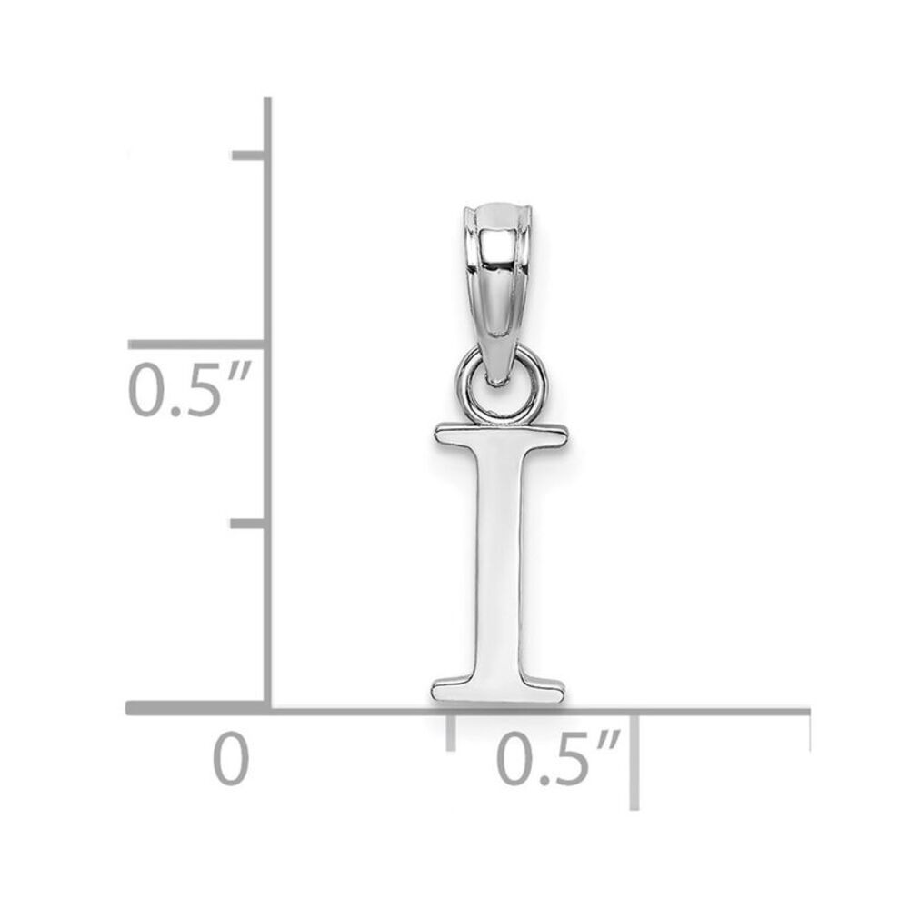 10k White Gold Polished I Block Initial Charm - image 3